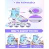 Sportneer 4 Size Adjustable Inline Skates for Girls, Kids Inline Skates Size 12C-9 with Light Up Wheels Roller Blade with Protective Gear Set for Kids Girls Women Beginners Indoor & Outdoor Use(Purple)