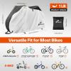 Sportneer Bike Cover: 190T Waterproof Outdoor Bicycle Covers for Preventing Rain Sun UV Dust Wind with Anti-theft Lock Holes and Storage Bag for Mountain Road Electric Bike(190T-Black and Silver)