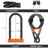 Sportneer Bike Lock: Heavy Duty Bike U Lock with 6ft Security Steel Cable – 18mm Shackle Bicycle U-Locks with Keys and Sturdy Mounting Bracket for Road Mountain Bike Bicycle, Size 11.5”x6.25”(Black+Orange)