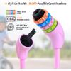 Sportneer Cable Lock: 4 Digit Resettable Combination High Security Bike Locks Heavy Duty Anti Theft – 25.6inch Long Colorful & Keyless Bicycle Lock for Kid’s Bike – Blue(Pink)