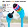 Sportneer Cable Lock: 4 Digit Resettable Combination High Security Bike Locks Heavy Duty Anti Theft – 25.6inch Long Colorful & Keyless Bicycle Lock for Kid’s Bike – Blue(Blue)