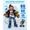 Sportneer Kids Roller Skates: 4 Size Adjustable Quad Skates with Light Up Wheels for 5-8, 8-12 Girls Boys Kids Toddlers Beginners, Birthday Gift with Protective Gear Set for Outdoor Indoor(Navy Blue)