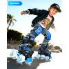 Sportneer Kids Roller Skates: 4 Size Adjustable Quad Skates with Light Up Wheels for 5-8, 8-12 Girls Boys Kids Toddlers Beginners, Birthday Gift with Protective Gear Set for Outdoor Indoor(Navy Blue)