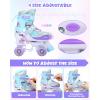 Sportneer Kids Roller Skates: 4 Size Adjustable Quad Skates with Light Up Wheels for 5-8, 8-12 Girls Boys Kids Toddlers Beginners, Birthday Gift with Protective Gear Set for Outdoor Indoor(Purple)