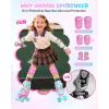 Sportneer Kids Roller Skates: 4 Size Adjustable Quad Skates with Light Up Wheels for 5-8, 8-12 Girls Boys Kids Toddlers Beginners, Birthday Gift with Protective Gear Set for Outdoor Indoor(Pink)