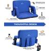 Sportneer Stadium Seats with Back Support: 2.5” Thick Comfy Cushion 6 Adjustable Angle Bleacher Seat with Armrest – 2 Large Pockets, 2 Cup Holders Stadium Chair for Sport Events Concerts Parks(Blue)