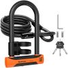 Sportneer Bike Lock – 18mm Shackle Heavy Duty Anti Theft Bike U Locks with 6ft Security Steel Cable – Bicycle U-Locks with Keys & Sturdy Mounting Bracket for Road, Mountain, Electric & Folding Bike