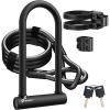 Sportneer Bike Lock: Heavy Duty Bike U Lock with 6ft Security Steel Cable – 18mm Shackle Bicycle U-Locks with Keys and Sturdy Mounting Bracket for Road Mountain Bike Bicycle, Size 11.5”x6.25”(Black)