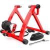 Sportneer Bike Trainer – Magnetic Stationary Bike Stand for 26-28″ & 700C Wheels – Adjustable 6 Level Resistance Bike Trainer Stand for Indoor Riding with Quick Release Lever & Front Wheel Riser Block(Red)