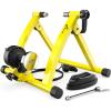 Sportneer Bike Trainer – Magnetic Stationary Bike Stand for 26-28″ & 700C Wheels – Adjustable 6 Level Resistance Bike Trainer Stand for Indoor Riding with Quick Release Lever & Front Wheel Riser Block(Yellow)