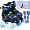 Sportneer Kids Roller Skates: 4 Size Adjustable Quad Skates with Light Up Wheels for 5-8, 8-12 Girls Boys Kids Toddlers Beginners, Birthday Gift with Protective Gear Set for Outdoor Indoor(Navy Blue)