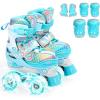 Sportneer Kids Roller Skates: 4 Size Adjustable Quad Skates with Light Up Wheels for 5-8, 8-12 Girls Boys Kids Toddlers Beginners, Birthday Gift with Protective Gear Set for Outdoor Indoor(Blue)