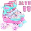 Sportneer Kids Roller Skates: 4 Size Adjustable Quad Skates with Light Up Wheels for 5-8, 8-12 Girls Boys Kids Toddlers Beginners, Birthday Gift with Protective Gear Set for Outdoor Indoor(Pink)
