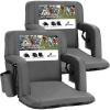 Sportneer Stadium Seats with Back Support: 2.5” Thick Comfy Cushion 6 Adjustable Angle Bleacher Seat with Armrest – 2 Large Pockets, 2 Cup Holders Stadium Chair for Sport Events Concerts Parks(Grey  2 Pack)