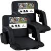 Sportneer Stadium Seats with Back Support: 2.5” Thick Comfy Cushion 6 Adjustable Angle Bleacher Seat with Armrest – 2 Large Pockets, 2 Cup Holders Stadium Chair for Sport Events Concerts Parks(Black  2 Pack)
