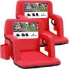 Sportneer Stadium Seats with Back Support: 2.5” Thick Comfy Cushion 6 Adjustable Angle Bleacher Seat with Armrest – 2 Large Pockets, 2 Cup Holders Stadium Chair for Sport Events Concerts Parks(Red  2 Pack)