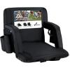 Sportneer Stadium Seats with Back Support: 2.5” Thick Comfy Cushion 6 Adjustable Angle Bleacher Seat with Armrest – 2 Large Pockets, 2 Cup Holders Stadium Chair for Sport Events Concerts Parks(Black)