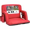 Sportneer Stadium Seats with Back Support: 2.5” Thick Comfy Cushion 6 Adjustable Angle Bleacher Seat with Armrest – 2 Large Pockets, 2 Cup Holders Stadium Chair for Sport Events Concerts Parks(Red)