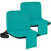 Sportneer Stadium Seats with Back Support: 6 Reclining Position Folding Bleacher Chairs with Back and Cushion – Padded Bleacher Seats with Shoulder Strap & Storage pocket for Events, Outdoors, Camping(Light Blue  2 Pack)