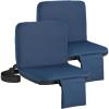 Sportneer Stadium Seats with Back Support: 6 Reclining Position Folding Bleacher Chairs with Back and Cushion – Padded Bleacher Seats with Shoulder Strap & Storage pocket for Events, Outdoors, Camping(Blue  2 Pack)