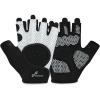 Sportneer Workout Gloves for Men & Women, Full Palm Protection Breathable Exercise Gloves w/Curved Open Back, Lightweight Fitness Gloves for Pull Up, Dumbbells, Cycling, Rowing(Black-White)