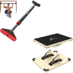 Pull Up Bar for Doorway: Sportneer Strength Training Pull-up Bars without Screw Bundle with Balance Board for Adults Wobble Board Adjustable 2-in-1 Slant Board Training