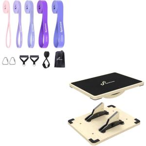 Resistance Bands for Working Out Women Bundle with Adjustable 2-in-1 Slant Board for Balance Training Stretching Physical Therapy Standing Desk