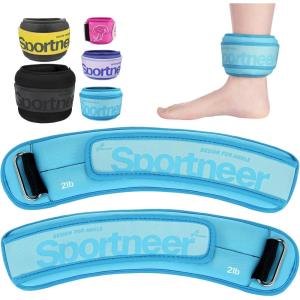 Sportneer Ankle Weights 0.5/1/2/3/5 LBS 1 Pair Wrist Leg Arm Weights for Women Men Kids Child with Adjustable Straps, Strength Weighted for Jogging Running Walking Fitness Gym Workout(Blue)