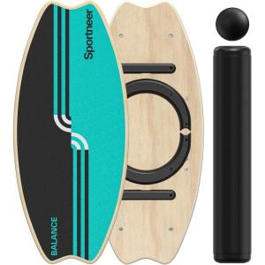 Sportneer Balance Board – 7 Modes Wobble Board with Adjustable Stoppers – Exercise Balancing Stability Trainer for Improve Balance, Surf Trainer & Physical Therapy – Roller and 2.8” Ball Included(Turquoise)