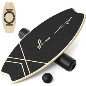 Sportneer Balance Board – 7 Modes Wobble Board with Adjustable Stoppers – Exercise Balancing Stability Trainer for Improve Balance, Surf Trainer & Physical Therapy – Roller and 2.8” Ball Included(Yellow & Black)