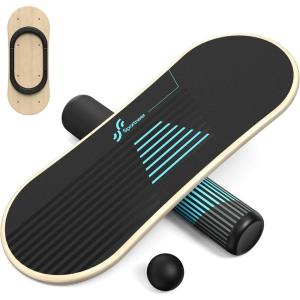 Sportneer Balance Board 7 Modes Wobble Board with Adjustable Stoppers Exercise Balancing Stability Trainer for Improve Balance, Surf Trainer & Physical Therapy – Roller and 2.8” Ball Included(Blue)
