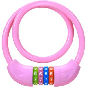 Sportneer Cable Lock: 4 Digit Resettable Combination High Security Bike Locks Heavy Duty Anti Theft – 25.6inch Long Colorful & Keyless Bicycle Lock for Kid’s Bike – Blue(Pink)