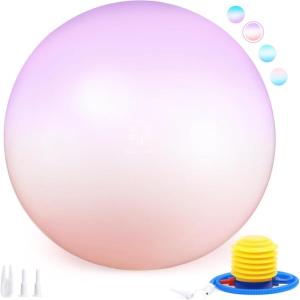 Sportneer Extra Thick Exercise Ball – 25.6”Yoga Ball with Quick Pump – Anti-Burst and Slip Resistant Fitness Ball Chair for Pregnancy and Physical Therapy(Pink Purple)
