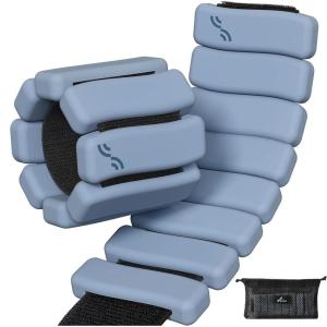 Sportneer S-Shaped Wrist Weights Set of 2 (1LB/2LB Each) for Women Men Comfortable Arm Leg Weight for Pilates, Running, Walking, Workout, Yoga, Water Aerobics, Pool Exercises(Misty Blue)