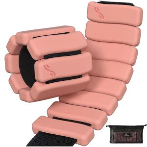 Sportneer S-Shaped Wrist Weights Set of 2 (1LB/2LB Each) for Women Men Comfortable Arm Leg Weight for Pilates, Running, Walking, Workout, Yoga, Water Aerobics, Pool Exercises(Blush Peach)