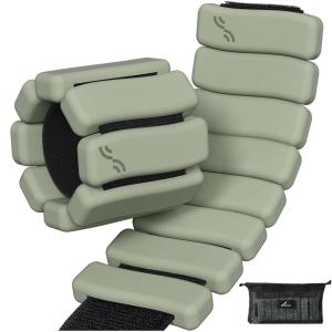 Sportneer S-Shaped Wrist Weights Set of 2 (1LB/2LB Each) for Women Men Comfortable Arm Leg Weight for Pilates, Running, Walking, Workout, Yoga, Water Aerobics, Pool Exercises(Dusty Matcha)