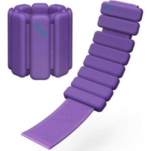 Sportneer Wrist & Ankle Weights for Women Men – 1 Pair (1 lb/2 lb Each) | Adjustable Weighted Bracelet Silicone Bangles for Yoga, Dance, Pilates, Cardio, Aerobics, Gym, Pool Exercises and Jogging(Punk Purple)
