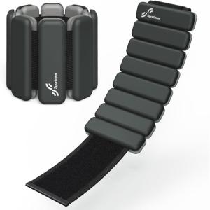 Sportneer Wrist & Ankle Weights for Women Men – 1 Pair (1 lb/2 lb Each) | Adjustable Weighted Bracelet Silicone Bangles for Yoga, Dance, Pilates, Cardio, Aerobics, Gym, Pool Exercises and Jogging(Polar Night Black)