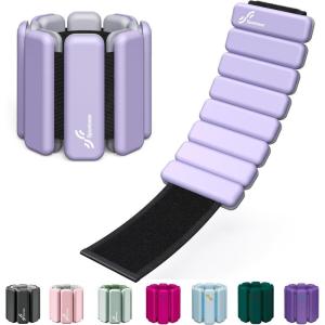 Sportneer Wrist & Ankle Weights for Women Men – 1 Pair (1 lb/2 lb Each) | Adjustable Weighted Bracelet Silicone Bangles for Yoga, Dance, Pilates, Cardio, Aerobics, Gym, Pool Exercises and Jogging(Soft Lavender)