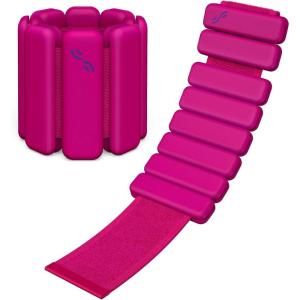Sportneer Wrist & Ankle Weights for Women Men – 1 Pair (1 lb/2 lb Each) | Adjustable Weighted Bracelet Silicone Bangles for Yoga, Dance, Pilates, Cardio, Aerobics, Gym, Pool Exercises and Jogging(Pink Flash)