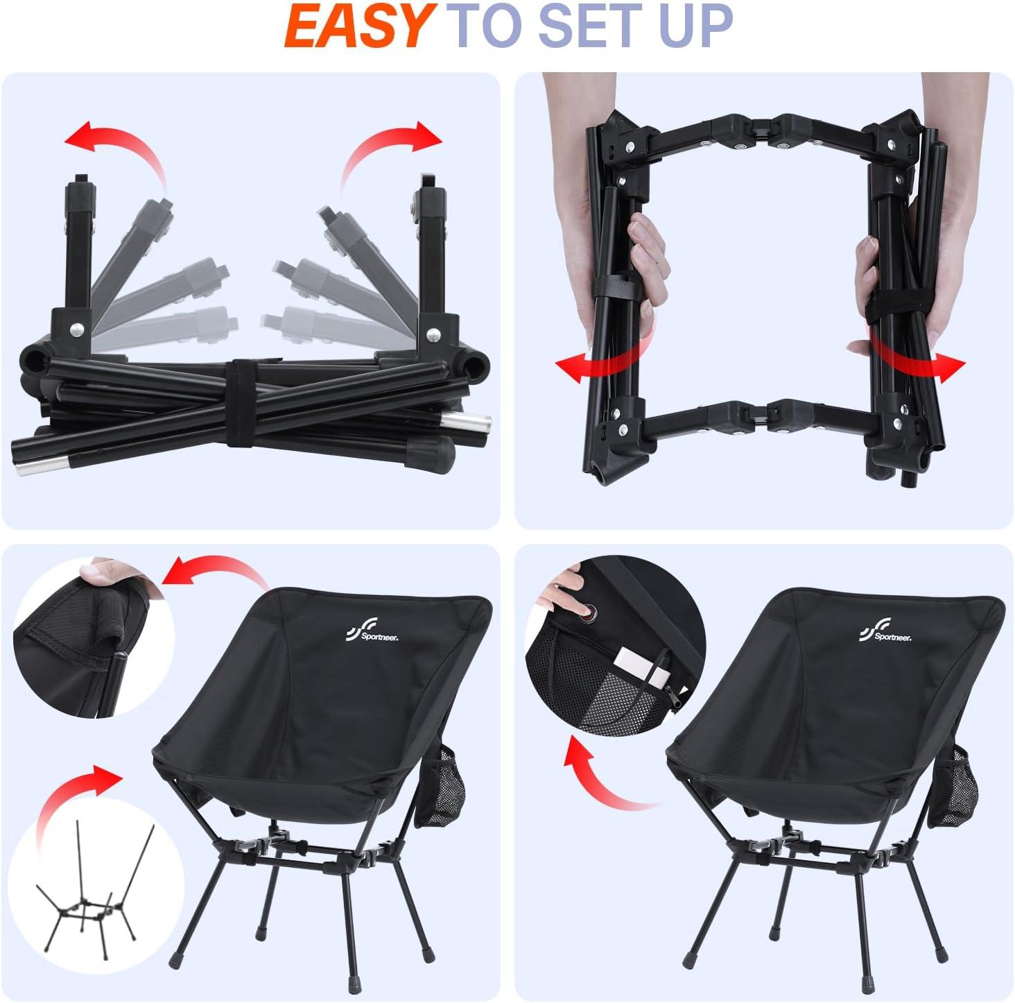 image:imageSportneer Heated Chairs Outdoor Sports Heated Camping Chair with USB Plug amp 3 Heating Levels Portable amp Compact Heated Chair for Backpacking Camping Lawn Picnic Travel Power Bank Not Included