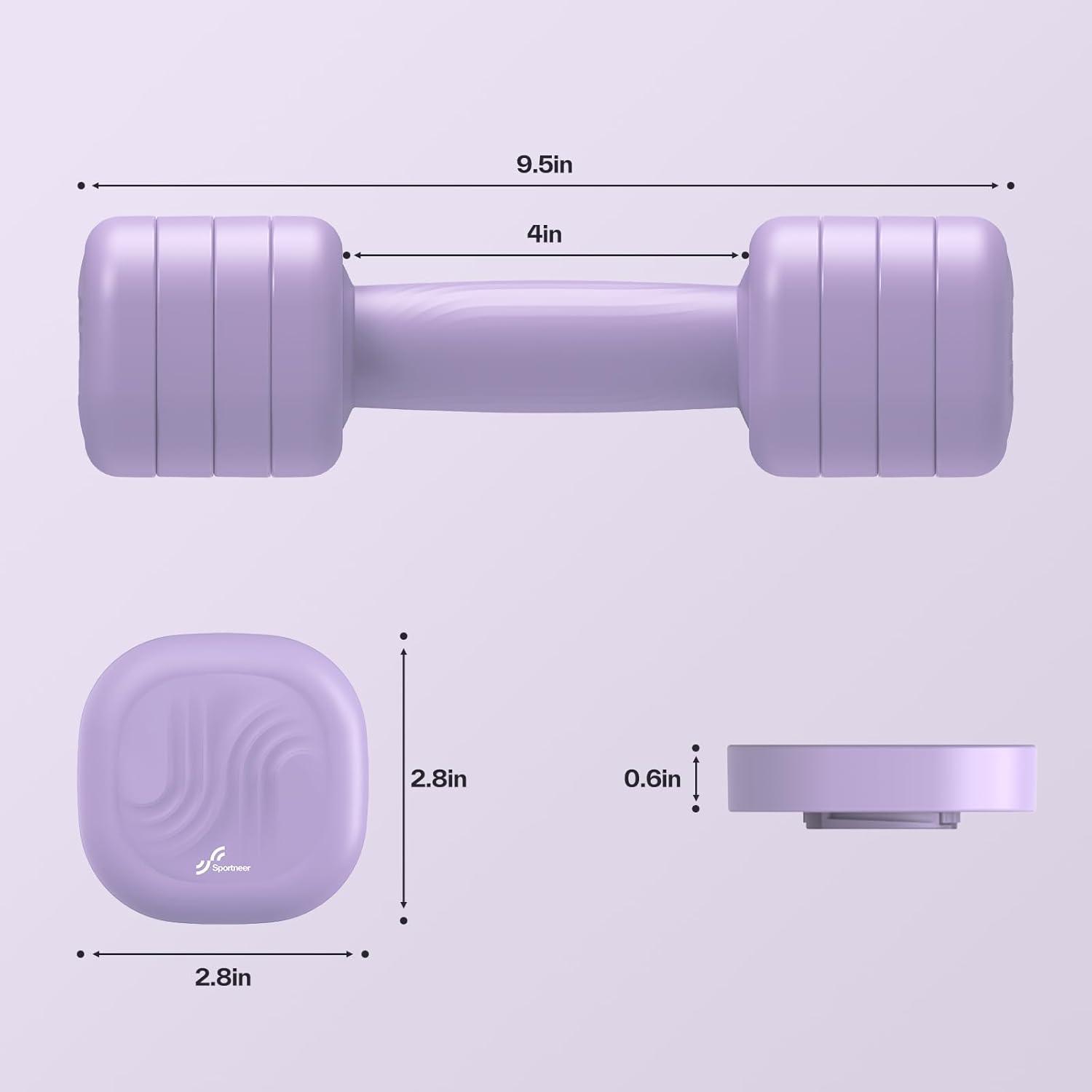 image:imageAdjustable Dumbbell Set of 2 Sportneer 4 in 1 Free Weights Dumbbells Set for Women Hand Weights for Women at Home Each 2lb 3lb 4lb 5lb Weights with Soft Rubber Handle for Home Gym Exercise TrainingAura Lavender