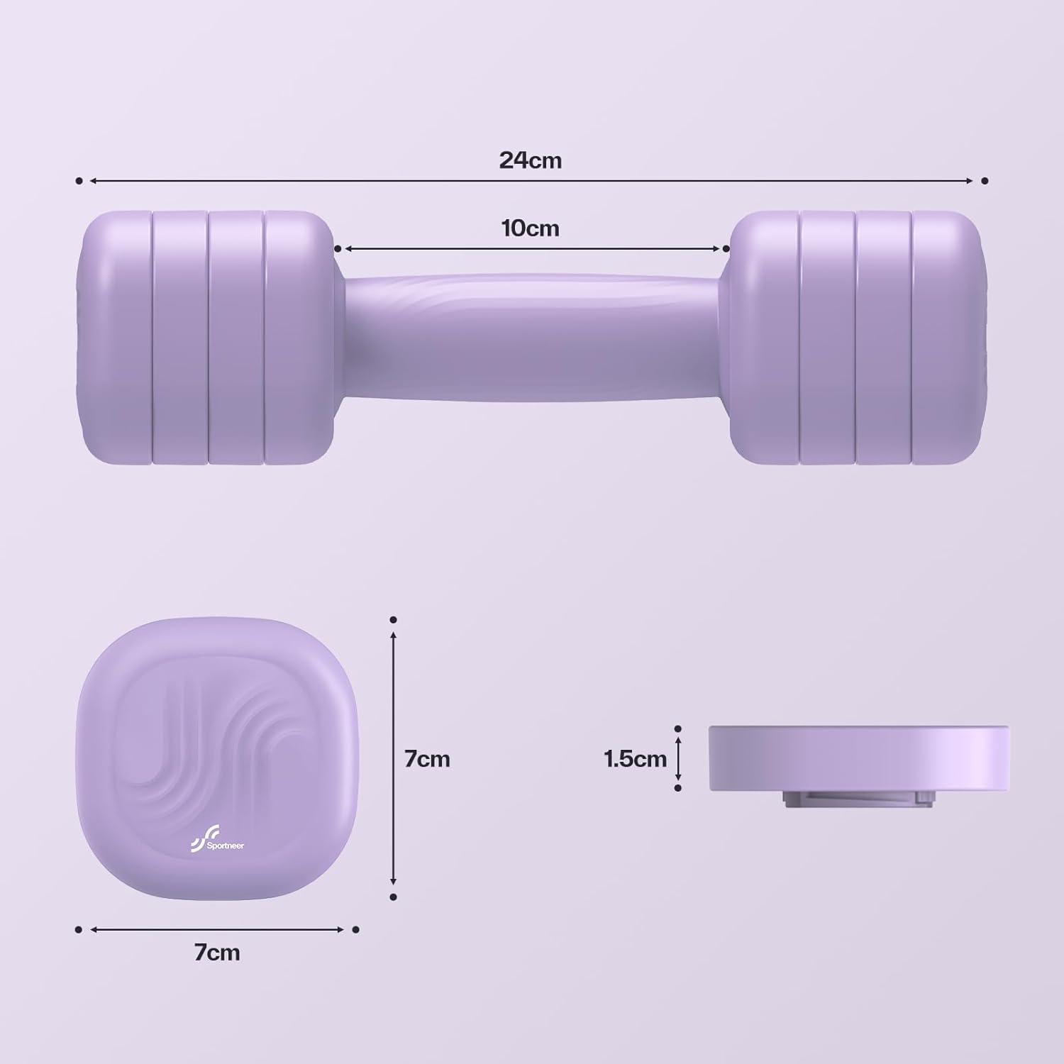 image:imageAdjustable Dumbbell Set of 2 Sportneer 4 in 1 Free Weights Dumbbells Set for Women Hand Weights for Women at Home Each 2lb 3lb 4lb 5lb Weights with Soft Rubber Handle for Home Gym Exercise TrainingAura Lavender