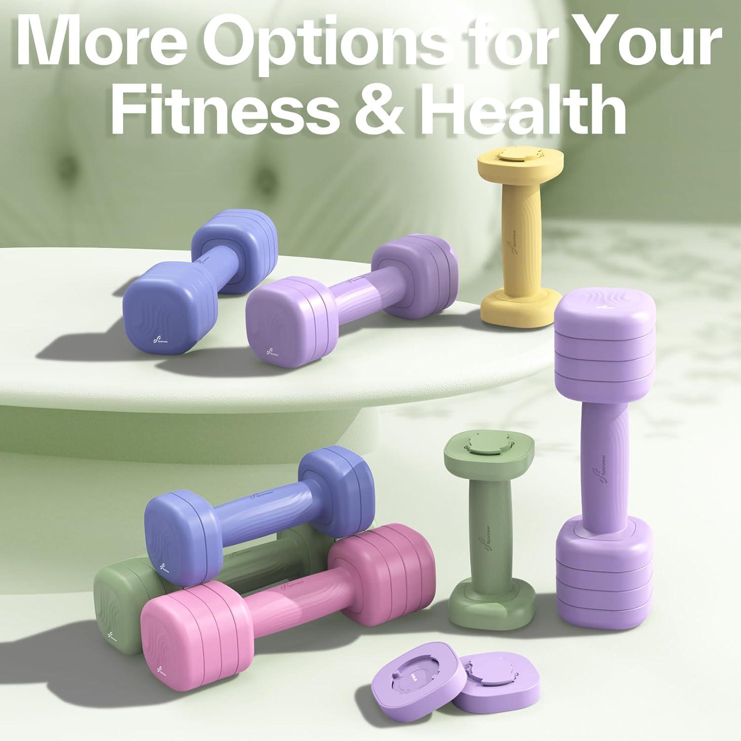 image:imageAdjustable Dumbbell Set of 2 Sportneer 4 in 1 Free Weights Dumbbells Set for Women Hand Weights for Women at Home Each 2lb 3lb 4lb 5lb Weights with Soft Rubber Handle for Home Gym Exercise TrainingDusty Mutcha
