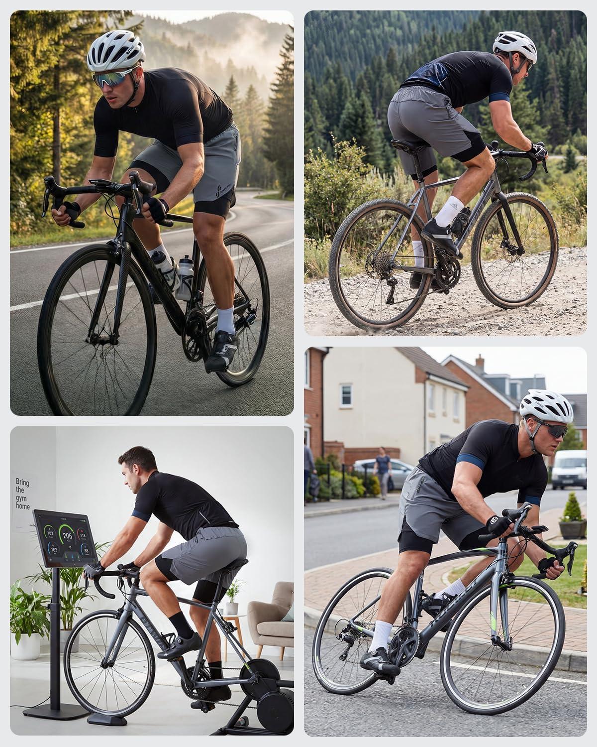image:imageSportneer Bike Shorts for Men 3D Padded Lightweight MTB Fit Riding Biking Bicycle Biker Shorts with Zipper PocketsGrey