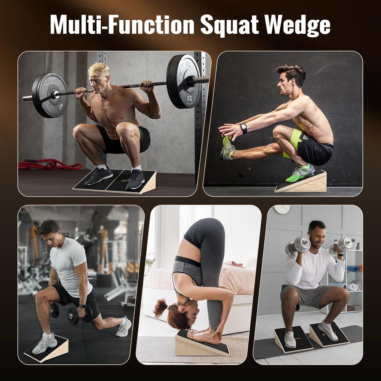 image:imageSportneer Squat Wedge Squat Wedge Block 1200 LBS 15 20 Slant Board for Squats Wooden Heel Elevated Board for Squats Weightliting Home Gym Squat Wedge NonSlip20