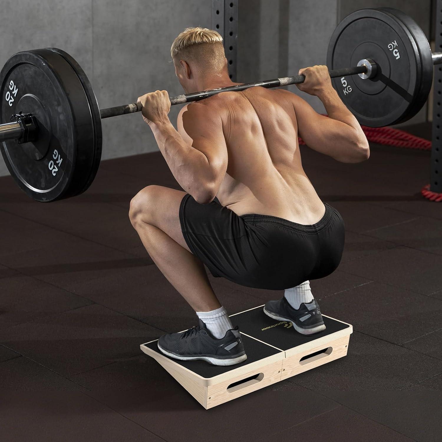 image:imageSportneer Squat Wedge Squat Wedge Block 1200 LBS 15 20 Slant Board for Squats Wooden Heel Elevated Board for Squats Weightliting Home Gym Squat Wedge NonSlip15