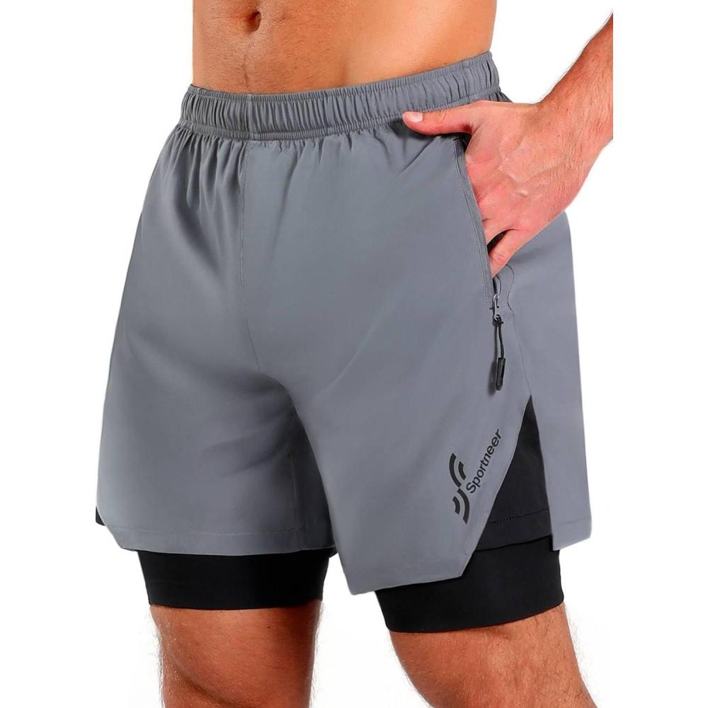 image:imageSportneer Bike Shorts for Men 3D Padded Lightweight MTB Fit Riding Biking Bicycle Biker Shorts with Zipper PocketsGrey