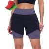 Sportneer Women Padded Bike Shorts – 4D Bicycle Cycling Shorts with 2 Zipper Pockets & 1 Inner Thigh Pocket(Black Purple)