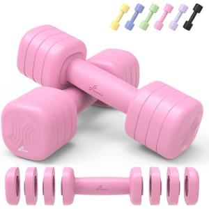 Adjustable Dumbbell Set of 2: Sportneer 4 in 1 Free Weights Dumbbells Set for Women, Hand Weights for Women at Home, Each 2lb 3lb 4lb 5lb Weights with Soft Rubber Handle for Home Gym Exercise Training(Wild Rose)